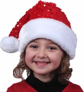 Chapeaux de Noël - 2x - rouge à paillettes - polyester - pour enfants