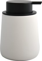MSV Pompe/distributeur de savon Malmo - Céramique - blanc/noir - 8,5 x 12 cm - 300 ml