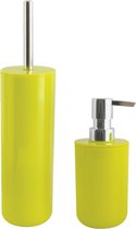 MSV Toiletborstel in houder 38 cm/zeeppompje 260 ml set Moods - kunststof - lime/appel groen
