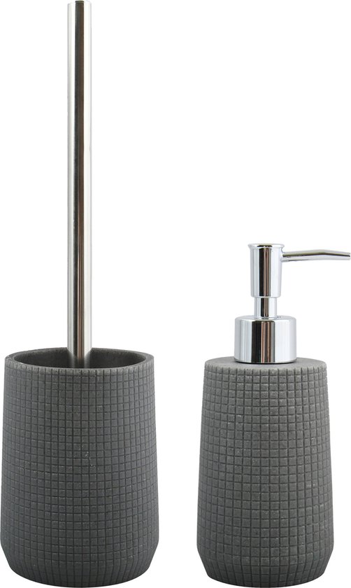 MSV Toiletborstel in houder 35 cm/zeeppompje 275 ml set Squares