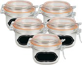 Pot/pot de conservation Weck - 10x - 170 ml - verre - avec fermeture à clip - avec étiquettes