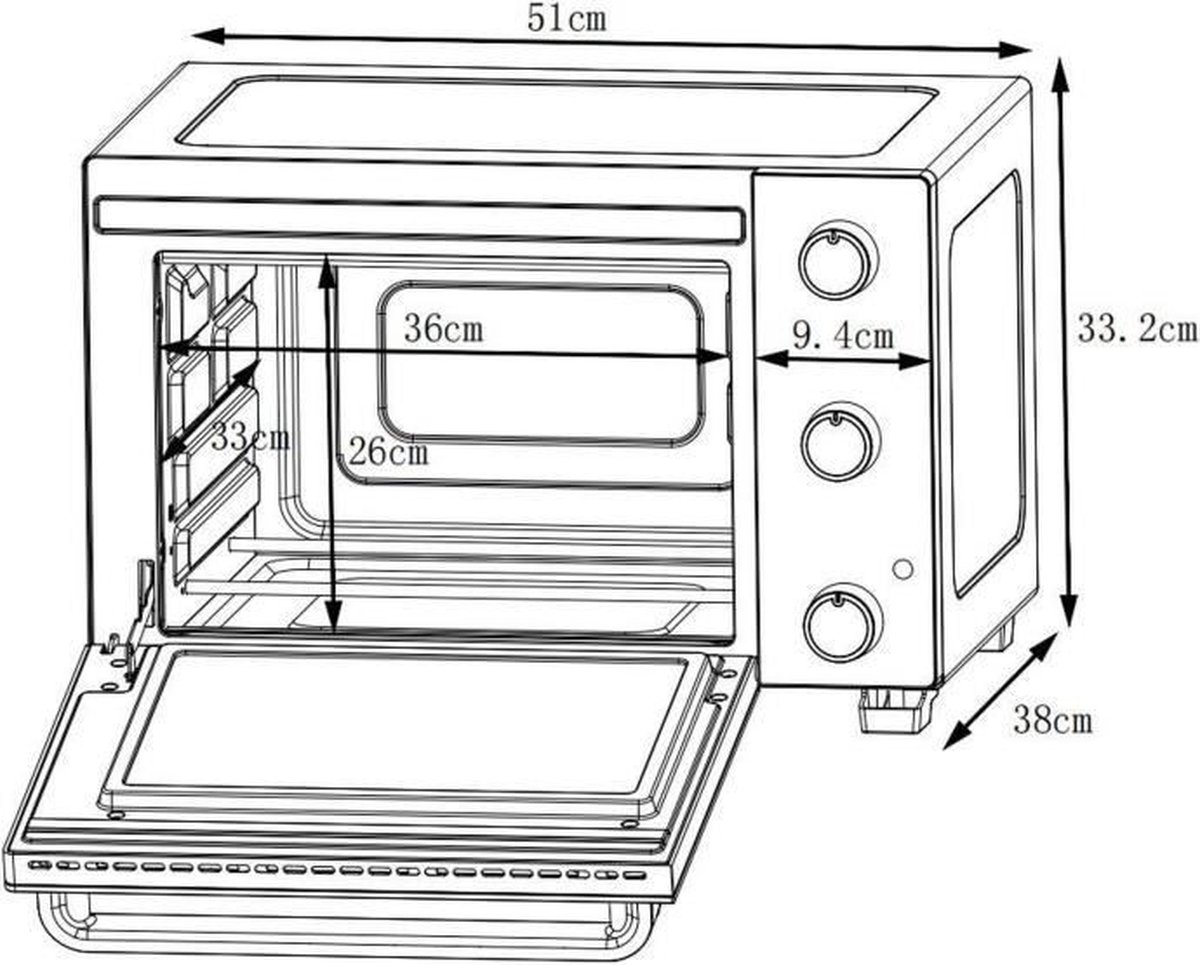 CONTINENTAL EDISON CEMF35B4 Noir Mini four électrique 35L - 1500W -  Rôtissoire, Convection naturelle avec Quadrimedia