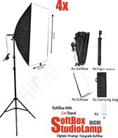 HiCHi® Softbox Studiolamp – Studioflitser - continu fotostudio-apparatuur - Softboxen Fotografie - Foto Studio Verlichting Kit,,,,, 2SET/4PCS