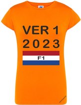 Dames T-shirt Max Verstappen Formule 1 Oranje Fan - Maat xlarge