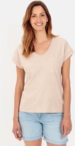 camel active T-Shirt gemaakt van katoen-linnen mix - Maat womenswear-XS - Beige