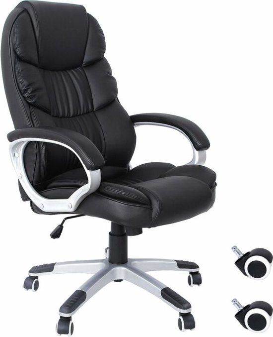 Songmics bureaustoel - Computer stoel - Bureaustoel Met Luxe Bekleding - Hoogte Aanpassing OBG65BK