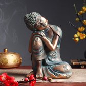Bronskleurig Slapende Boeddha-beeldje - 23 cm hoogte