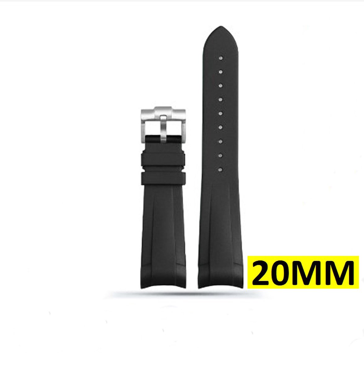 Siliconen horloge band - Geschikt voor Tudor Bay - Waterbestendig - 20MM - Zwart