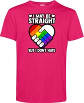 T-shirt I May Be Straight | Gay pride shirt kleding | Regenboog kleuren | LGBTQ | Roze | maat M