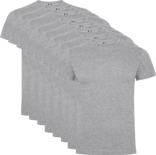 8 Pack Roly Dogo Premium Heren T-Shirt 100% katoen Ronde hals Licht Grijs gemeleerd Maat XL
