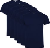 6 Pack Roly Dogo Premium Heren T-Shirt 100% katoen Ronde hals, Donker Blauw Maat M