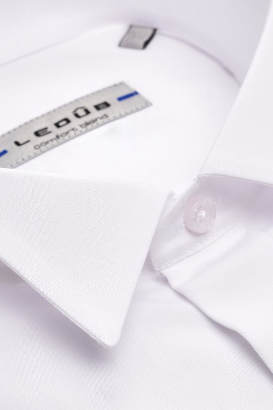 Ledub slim fit smoking overhemd - dubbele manchet en wing kraag - wit - Strijkvriendelijk - Boordmaat: 45