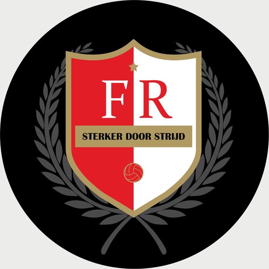 Feyenoord Schilderij - Sterker Door Strijd - Voetbal - Muurcirkel - Poster - Wanddecoratie op Aluminium (Dibond) - 40x40cm - Inclusief Gratis Ophangsysteem