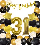 Snoes Ballonnen 31 Jaar Black Gold Dots Mega Ballon - Compleet Feestpakket Goud Zwart Stippen Cijferballon 31 - Verjaardag Versiering DIY Slinger Happy Birthday – Folieballon – Latex Ballonnen - Helium Ballonnen