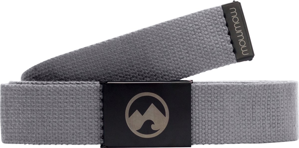 MowMow riem - Canvas - Aluminium gesp - 125 cm - Heren - Dames - Grijs
