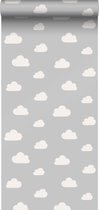 ESTAhome behang wolkjes grijs - 139560 - 0.53 x 10.05 m