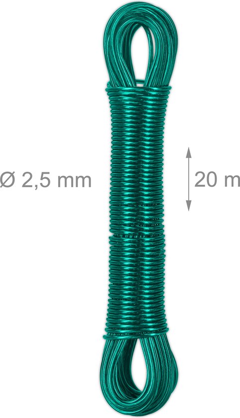 Corde à linge Relaxdays - lot de 3 - 20 mètres - extra fort - corde à linge  - corde à