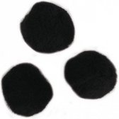35x stuks knutsel pompons 25 mm zwart hobby knutselen - zelf dieren maken