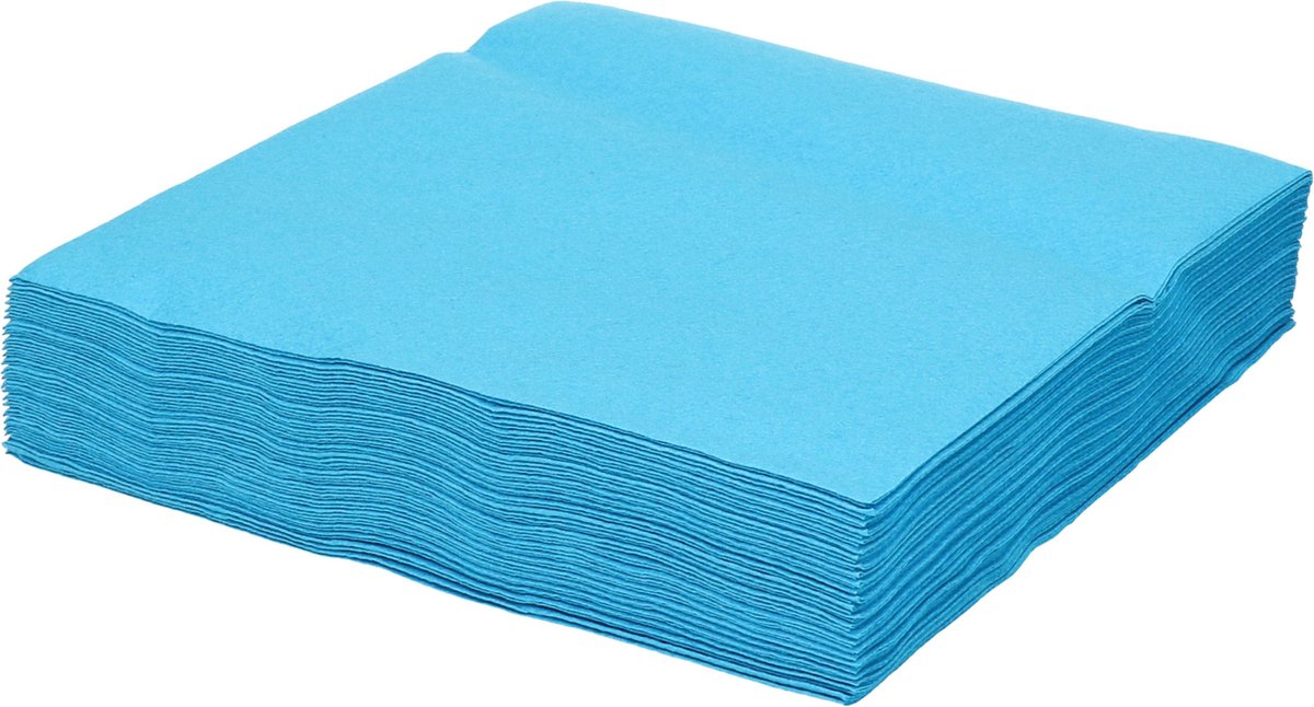Santex feest servetten - 50x stuks - aqua blauw - 40 x 40 cm - papier