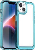 Mobigear Crystal Back Cover Case - Convient pour Apple iPhone 15 - Étui pour téléphone portable - Transparent / Turquoise