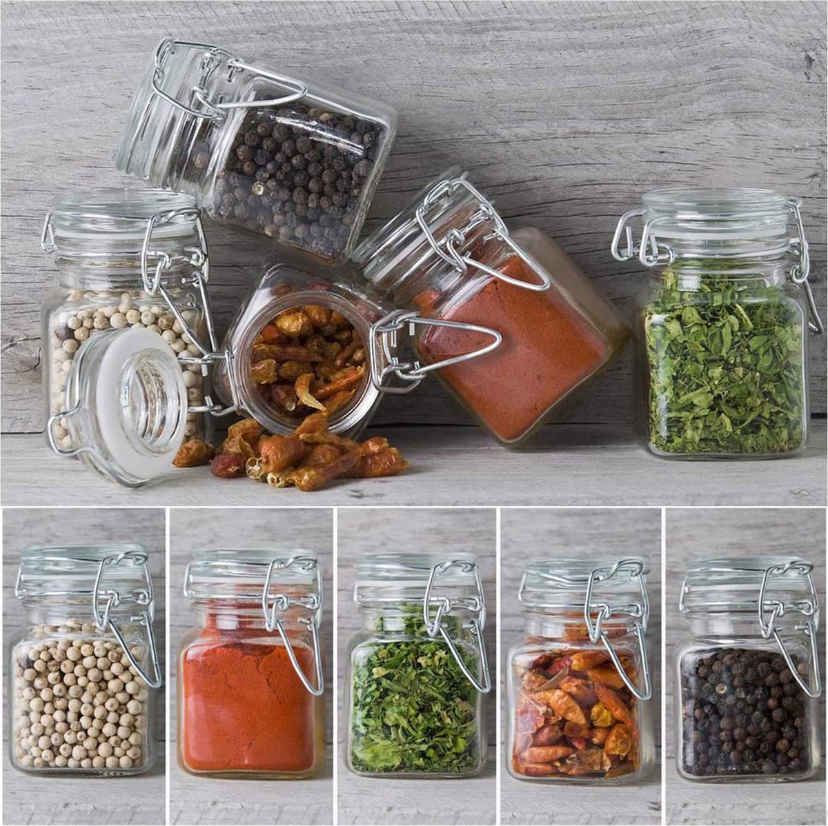 Lot De 40 Bocaux En Plastique Transparent PET 200 Ml - Hermétiques Avec Couvercles - Pour Aliments Secs, épices, Cosmétiques