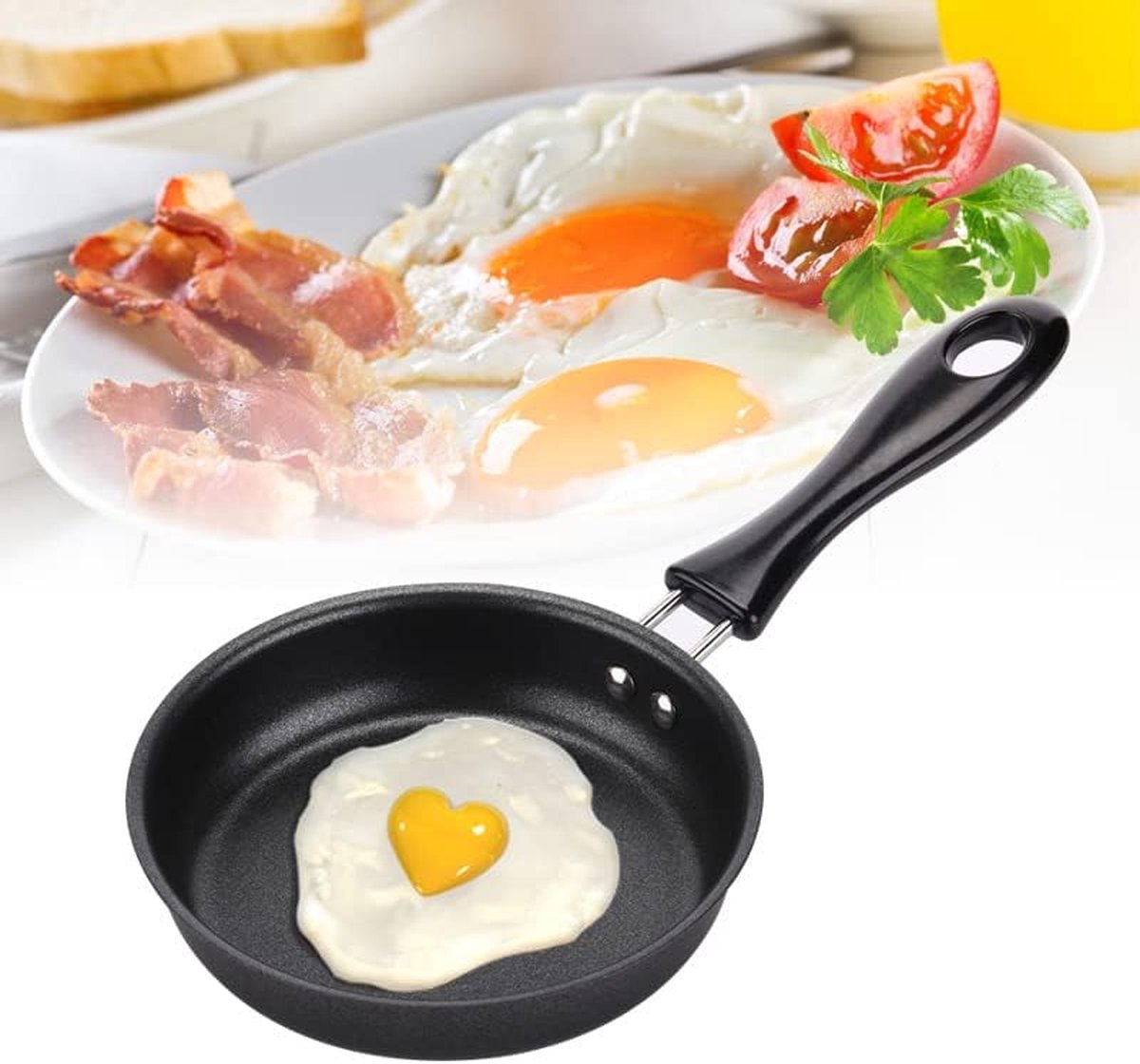 Koekenpan 16cm Geen Inductie - Kleine Universele Pan Met Antiaanbaklaag Voor Alle Soorten Fornuizen Veilige Handgrepen