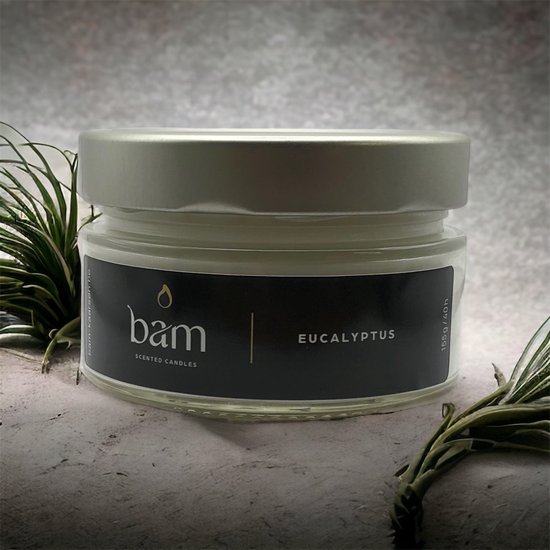 BAM kaarsen - geurkaarsen eucalyptus - 35 branduren - op basis van zonnebloemwas - cadeau - vegan
