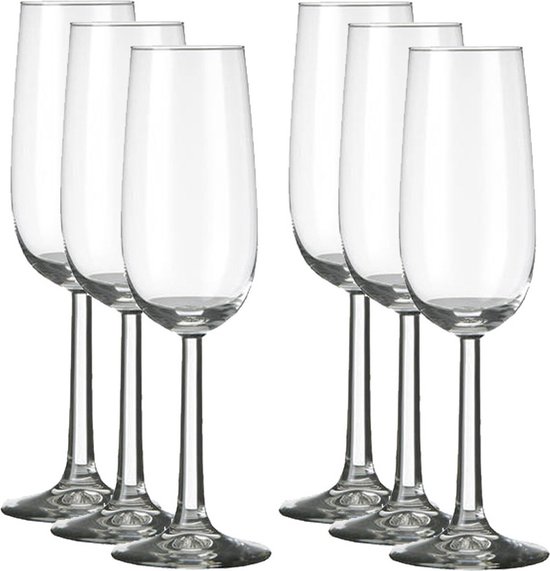6x Champagneglazen/flutes transparant Bouquet 170 ml - 17 cl - Champagne glazen - Champagne drinken - Champagneglazen van glas
