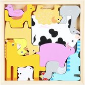 Cartoon - 3D Puzzels - Dieren - Leren - Montessori - Puzzel - Houten spel - Educatief speelgoed voor Kinderen