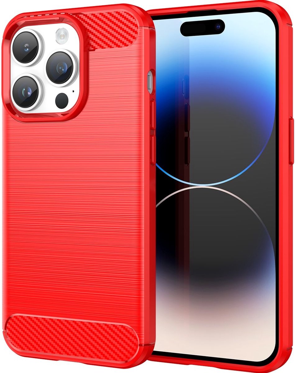 Mobigear Hoesje geschikt voor Apple iPhone 15 Pro Max Telefoonhoesje Flexibel TPU | Mobigear Brushed Slim Backcover | iPhone 15 Pro Max Case | Back Cover - Rood