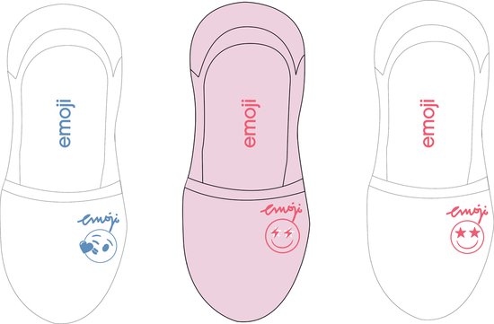 Dames Emoji footie sneaker sokken - onzichtbaar in sneaker - 6 paar wit/roze - 1 maat 36/40