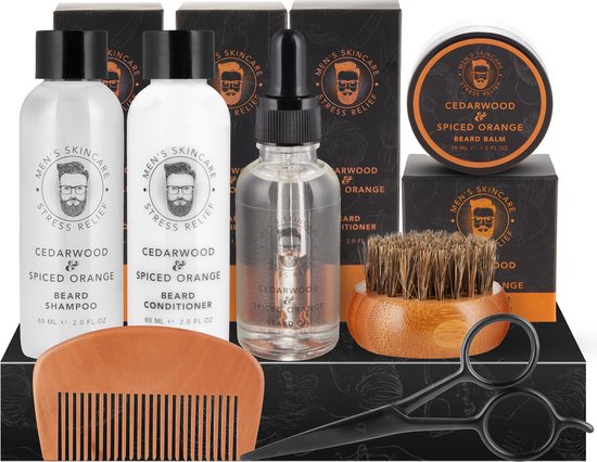 Foto: Brubaker 7 delige baardverzorging cadeauset met 60 ml baardshampoo 60 ml baardconditioner baardolie baardbalsem baardborstel baardkam baardschaar baardhersteller mannen cadeaus cadeautip cadeau idee vaderdag cadeau