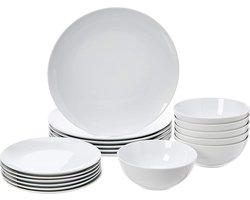 Serviesset 6 persoons- Wit - 18 delig Servies Set - Porcelein - Eetbord / dinerbord / kom Serviesset 6 persoons- Wit - 18 delig Servies Set - Porcelein - Eetbord / dinerbord / kom