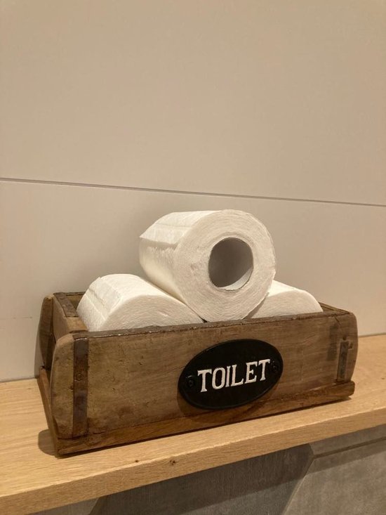 Houten bak - steenmal - toilet accessoires zwart - opbergbox -  landelijke... | bol.com