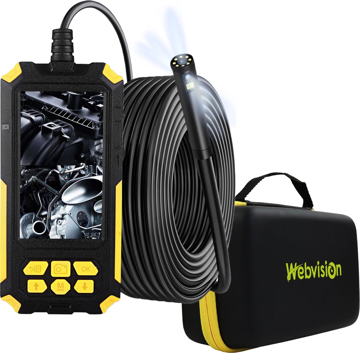 Webvision Endoscoop Inspectie Camera - 3 Camera's - 5 Meter kabel - FHD - Endoscoop - 4.5"Scherm - IP68