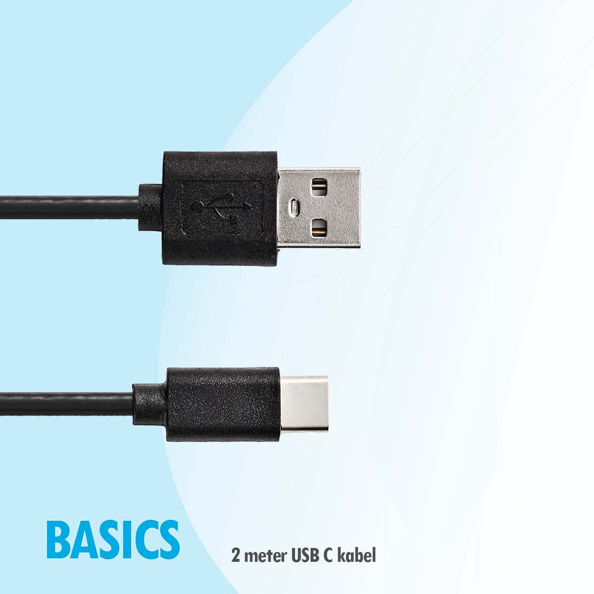 Basics 2 meter USB C oplaad kabel telefoon en playstation 5 controller