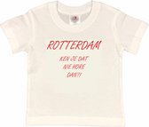 Rotterdam Kinder t-shirt | Rotterdam ken je dat nie hore dan?! | Verjaardagkado | verjaardag kado | grappig | jarig | Rotterdam | Feyenoord | cadeau | Cadeau | Wit/rood | Maat 110/116