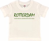 Rotterdam Kinder t-shirt | Rotterdam daar ken ik lekker me eige weze | Verjaardagkado | verjaardag kado | grappig | jarig | Rotterdam | Feyenoord | cadeau | Cadeau | Wit/groen | Maat 86/92