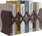 Boekensteun, verstelbare boekensteunen, metalen boekensteunen, uitbreidbare boekenhouder boekensteun, boekensteun voor plank, bruine boekensteunen metaal voor bureau, uitschuifbaar tot 46,5 cm (1 stuk)