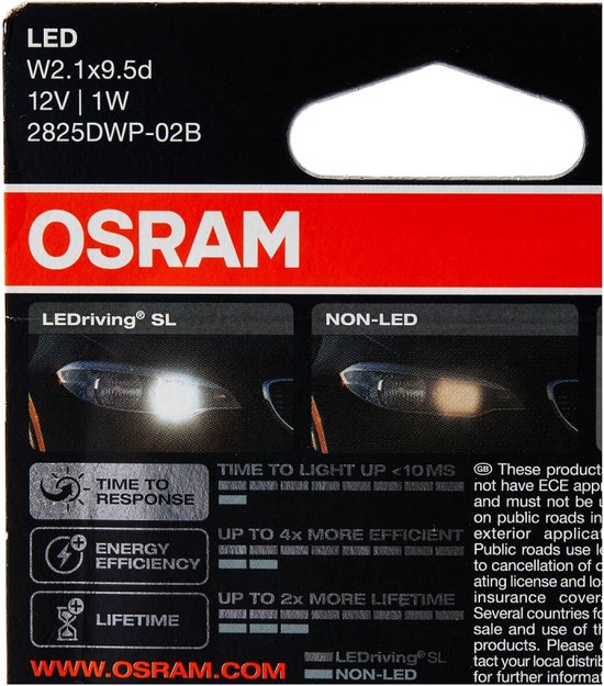 Par de lámparas W5W Osram LEDriving SL White 6000K - 2825DWP-02B