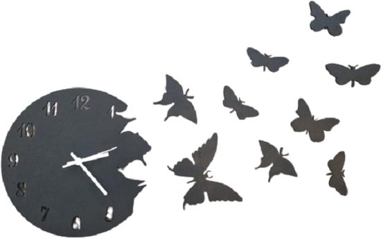 Horloge LBM avec papillons - 34 cm - noir