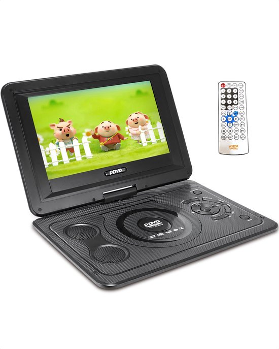 Lecteur DVD portable 14,1, batterie rechargeable 6 heures, prise