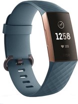 Strap-it Siliconen bandje - geschikt voor Fitbit Charge 3 / Fitbit Charge 4 - grijsblauw - Maat: Maat L