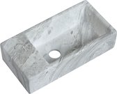 Fontaine Mia 40,5x20x10,5cm aspect marbre blanc gris gauche sans trou pour robinetterie