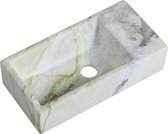 Fontaine Mia 40,5x20x10,5cm aspect marbre blanc vert à droite sans trou pour robinetterie