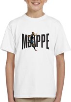 Mbappe - kylian - PSG - Kinder T-Shirt - Kinder shirt met tekst- T-Shirt - wit shirt - Mbappe zwarte tekst - Maat 146 - T-Shirt leeftijd 11 tot 12 jaar - Grappige teksten - Cadeau - Shirt cadeau - Voetbal- verjaardag -