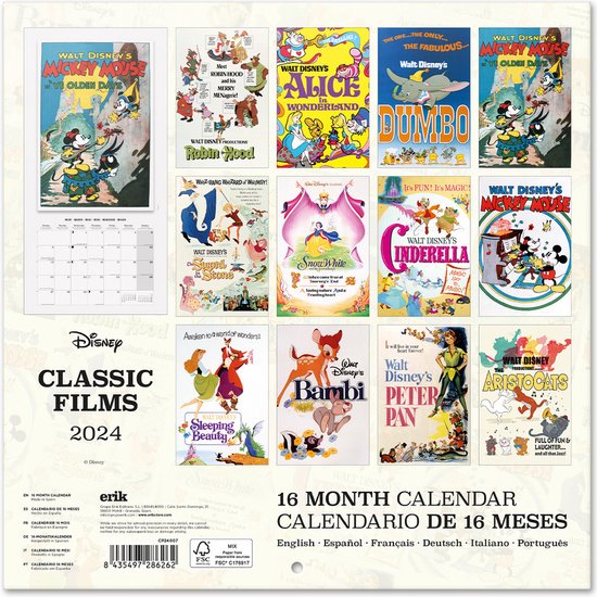 Calendrier de bureau Walt Disney World 2024, calendrier de bureau