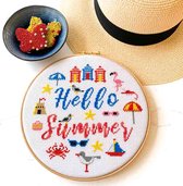 Studio Koekoek - Hello Summer borduurpakket voor volwassenen inclusief 20 cm borduurring en DMC verloopborduurgaren