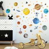 Stickerkamer® muursticker ruimte met planeten en sterren voor in de kinderkamer | jongens | meisjes | slaapkamer | wanddecoratie
