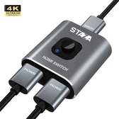 Staza - HDMI Switch - 2 In 1 Uit / 1 in 2 uit- 4K@60Hz - Space Grey